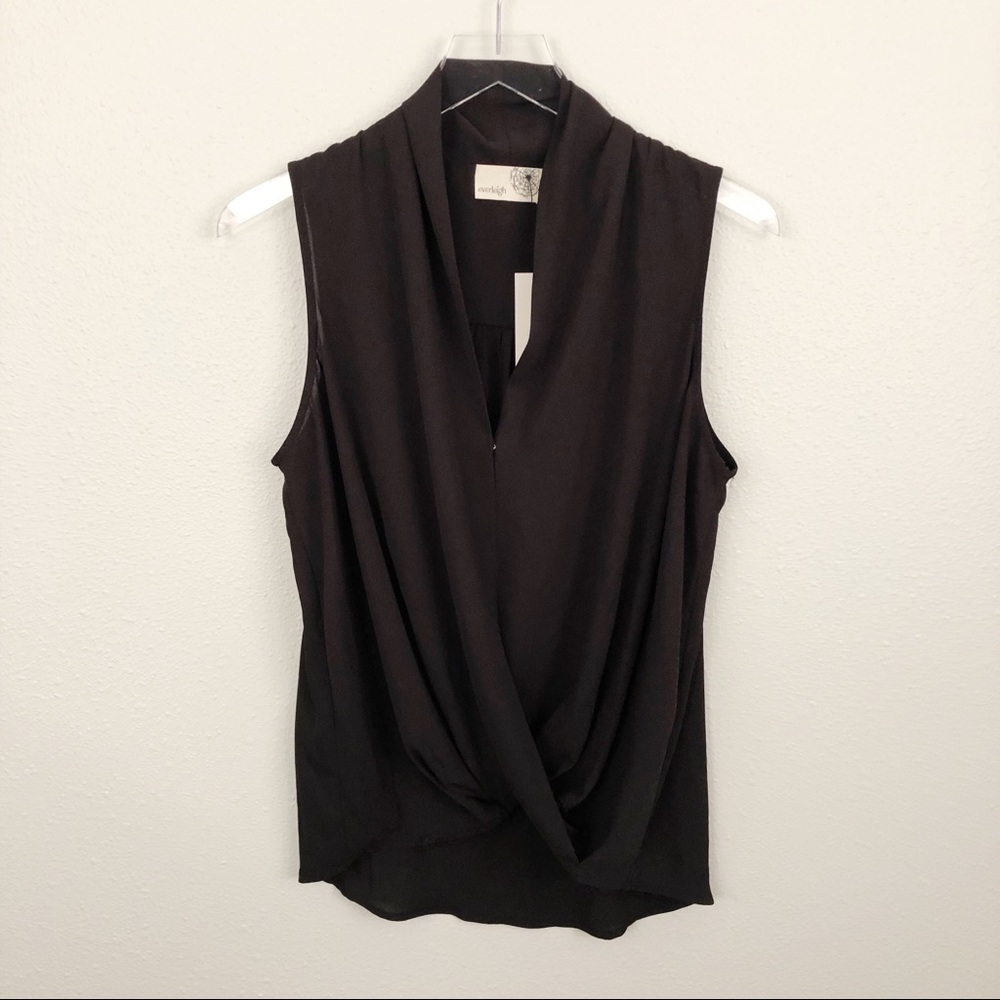 Everleigh NWT Anthropologie Black Faux Wrap Sz S